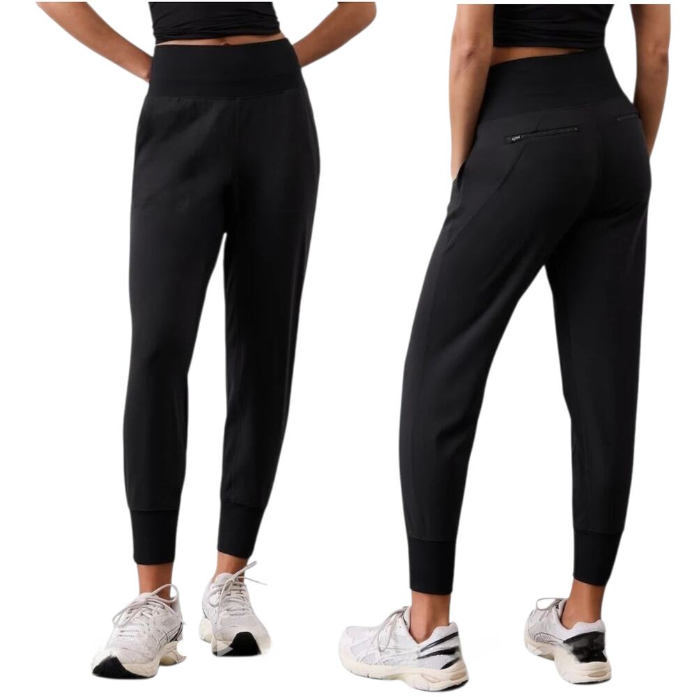 Athleta Joggers‎ sz S Women Venice Heathered Pintuck Pants Black Casual Business